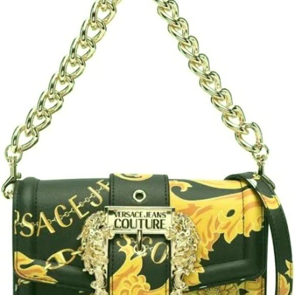 VERSACE Jeans Couture authentic baroque-print, chain-link cross body pouchette - Picture 1 of 4